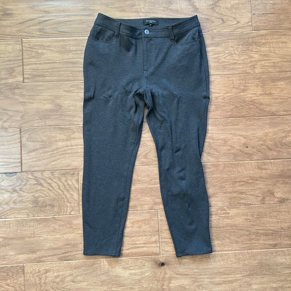 Talbots Petites Pants Size 8P Ponte Knit Skinny Jeggings Charcoal Gray